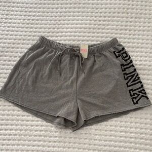NWT PINK Victoria's Secret Charcoal Cotton Distressed Athletic Shorts SZ S